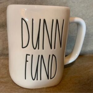 RAE DUNN “ DUNN FUND “ WHITE CERAMIC MUG